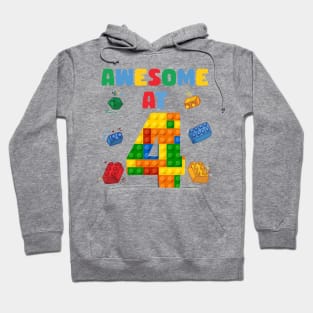 4 Year Old Building Blocks B-day Gift For Boys Kids Hoodie